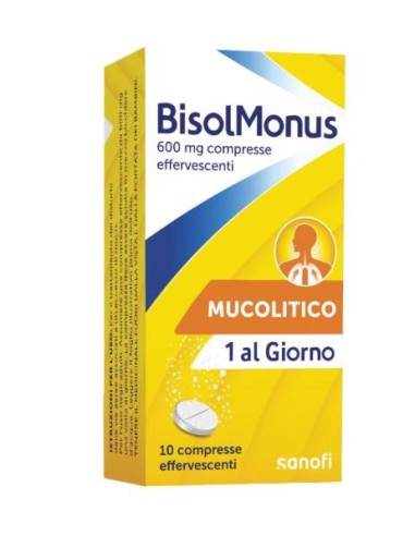 BisolMonus 600mg per Tosse e Raffreddore 10 Compresse Effervescenti